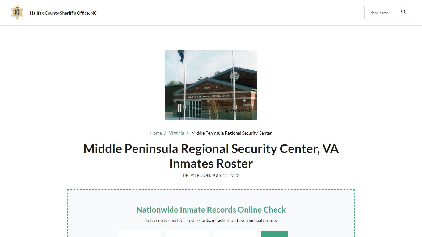 Middle Peninsula Regional Security Center, VA Jail Roster ...