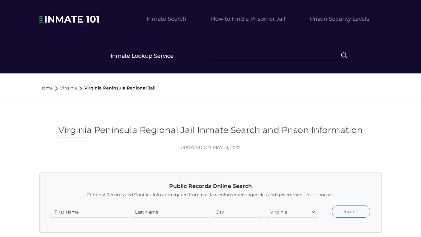 Virginia Peninsula Regional Jail Inmate Search, Visitation ...